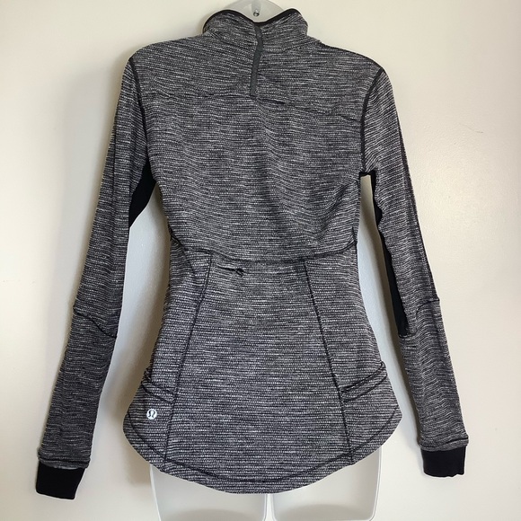 Lululemon Pullover SZ 8 Base Runner 1/2 Zip Heathered Herringbone Black Running - Picture 12 of 14